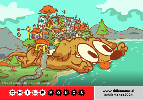 Afiche del evento "Conferencia Antenna Cheese: perros, robots, ranas y queso - 13º Festival Internacional de Animación Chilemonos"