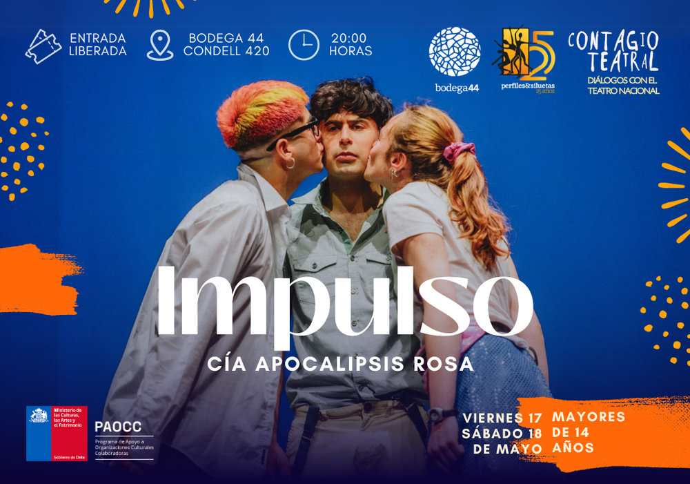 Afiche del evento "Contagio Teatral: Impulso, Cía. Apocalipsis Rosa"