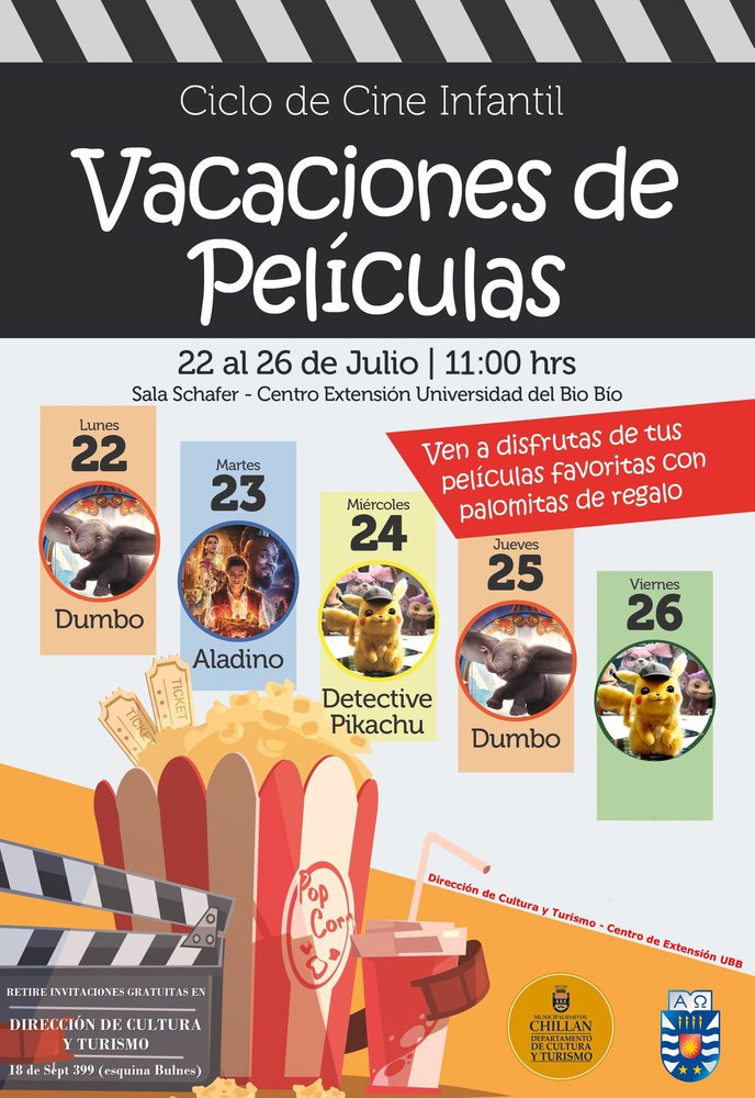 Afiche del evento "Vacaciones de Películas en Chillán"