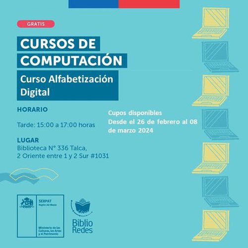 Afiche del evento "Curso de alfabetización digital"