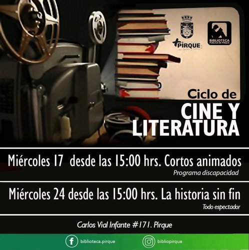 Afiche del evento "Ciclo de cine y literatura"