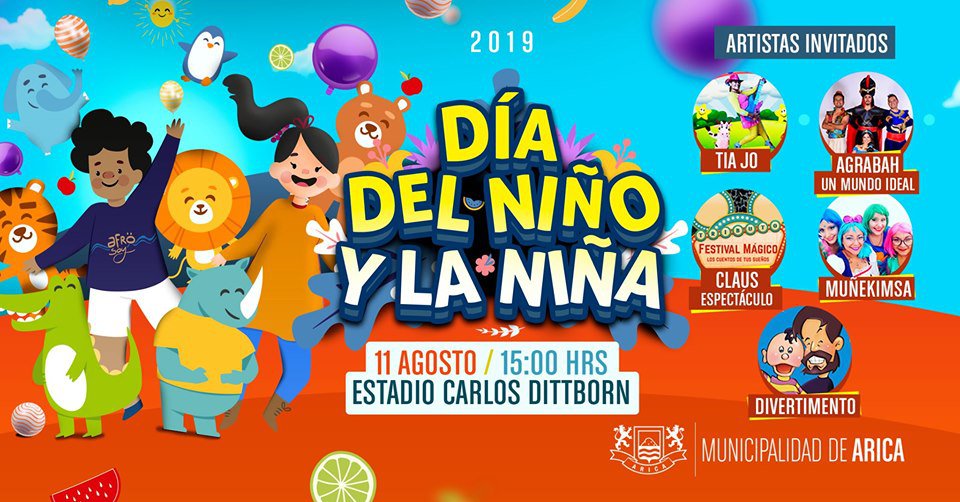 Afiche del evento "Día del Niño y la Niña en Arica"