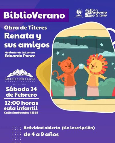 Afiche del evento "Obra de títeres Renata y sus amigos"