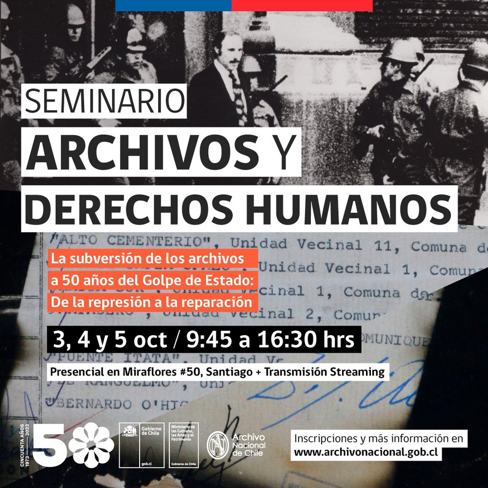 Afiche del evento "Seminario Archivos y Derechos Humanos"
