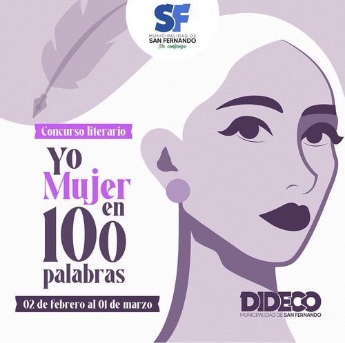 Afiche del evento "Concurso Yo mujer, en 100 palabras (San Fernando)"