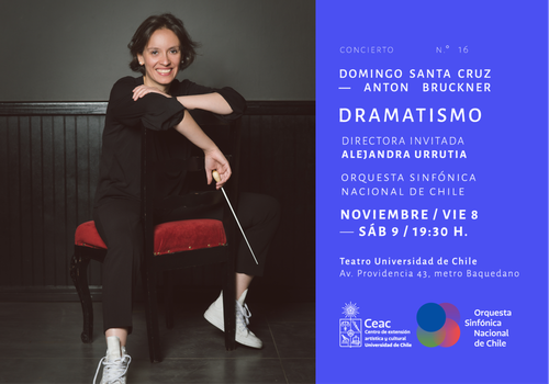 Afiche del evento "Orquesta Sinfónica Nacional de Chile presenta su Concierto N.º 16: Dramatismo"