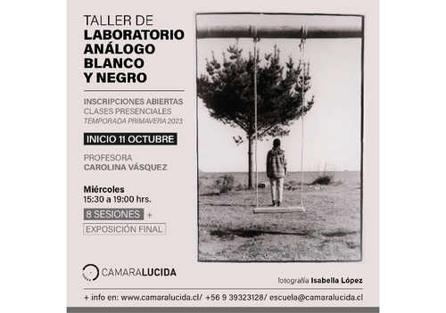 Afiche del evento "Taller de Laboratorio Análogo Blanco y Negro"