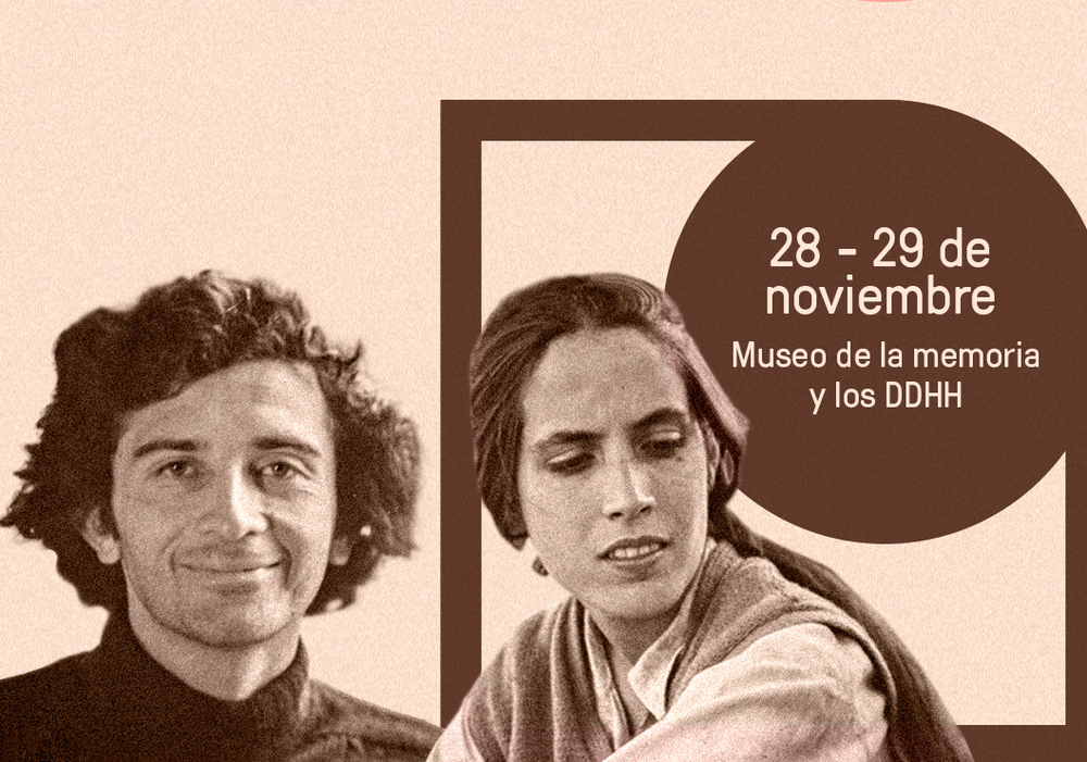 Afiche del evento "Museo de la Memoria y los DDHH conmemora a Carmen Bueno y Jorge Müller en el Día del Cine Chileno"