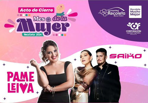 Afiche del evento "Acto de cierre Mes de la mujer Recoleta 2024"