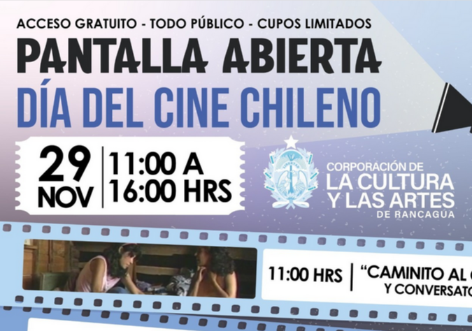 Afiche del evento "Día del Cine Chileno en Espacio Cultural La Merced"