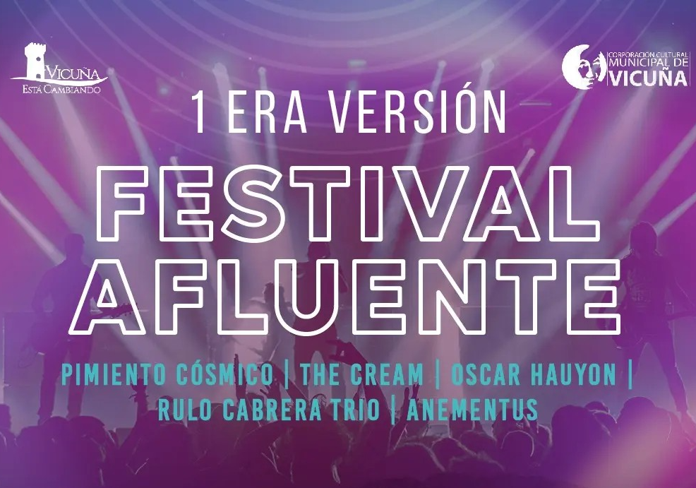 Afiche del evento "FESTIVAL AFLUENTE en Teatro Municipal de Vicuña"