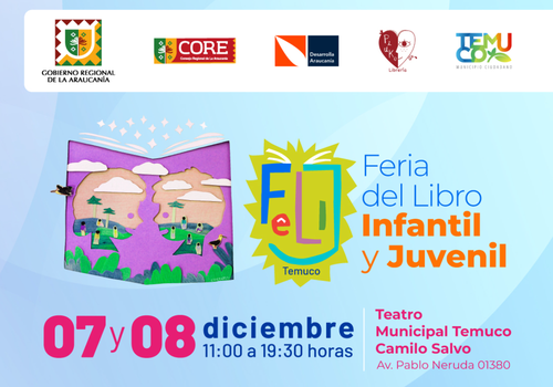 Afiche del evento "Primera Feria del Libro Infantil y Juvenil de Temuco"