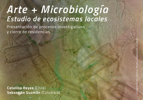 Afiche del evento "Charla “Arte y Microbiología" - Bienal SACO"