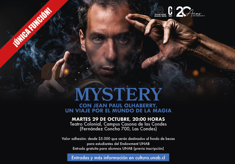 Afiche del evento "Magia: Mystery, un viaje por el mundo de la magia con Jean Paul Olhaberry"