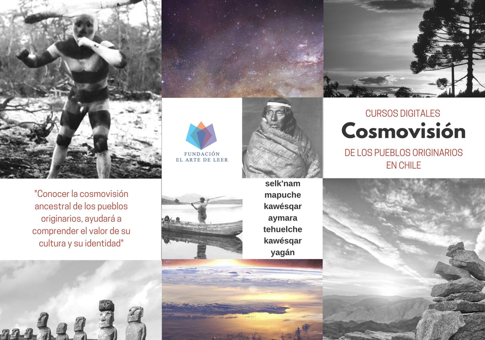 Afiche del evento "Cursos digitales de cosmovisión de los Pueblos originarios"