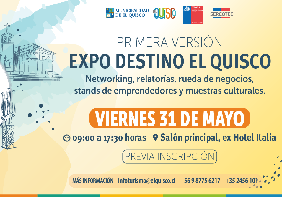 Afiche del evento "Expo Destino El Quisco "Emprendedores e Identidad Local""