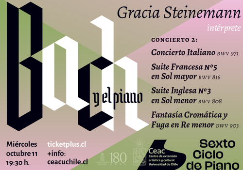 Afiche del evento "Sexto ciclo de piano: Concierto 2 - Gracia Steinemann"