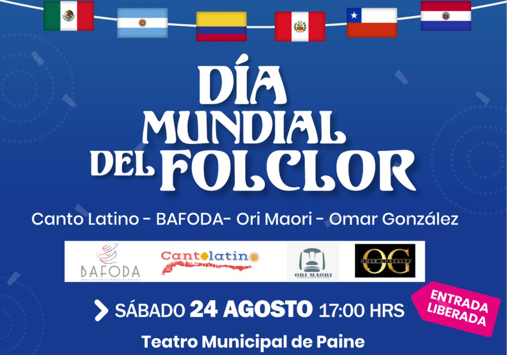 Afiche del evento "Día Mundial del Folclor en Paine"