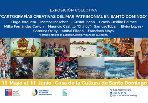 Afiche del evento "Exposición "Cartografías Creativas del Mar Patrimonial en Santo Domingo""