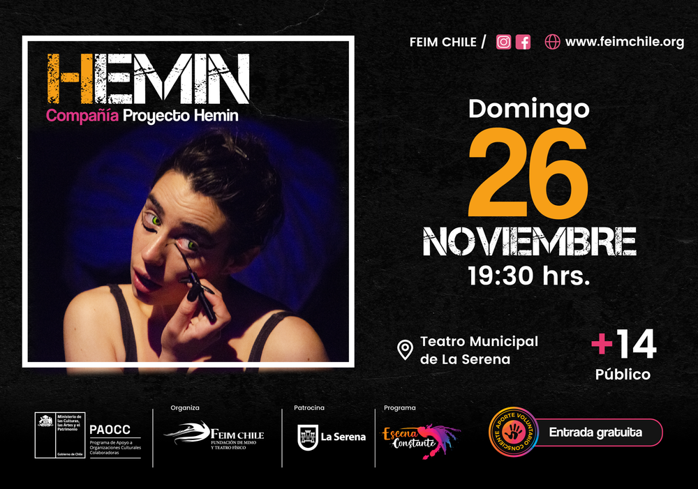 Afiche del evento "Hemin en Teatro Municipal de La Serena - 19:30 horas"
