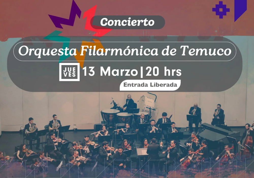 Afiche del evento "Concierto Orquesta Filarmónica de Temuco en Padre Las Casas"