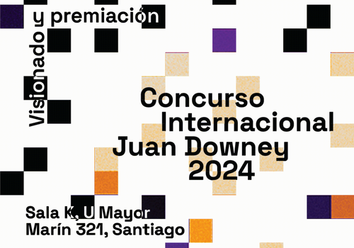 Afiche del evento "Visionado y premiación Concurso Internacional Juan Downey 2024"