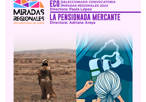 Afiche del evento "Cine Foro: Exhibición cortometrajes "Eco" y "La Pensionada mercante" en Antofagasta"