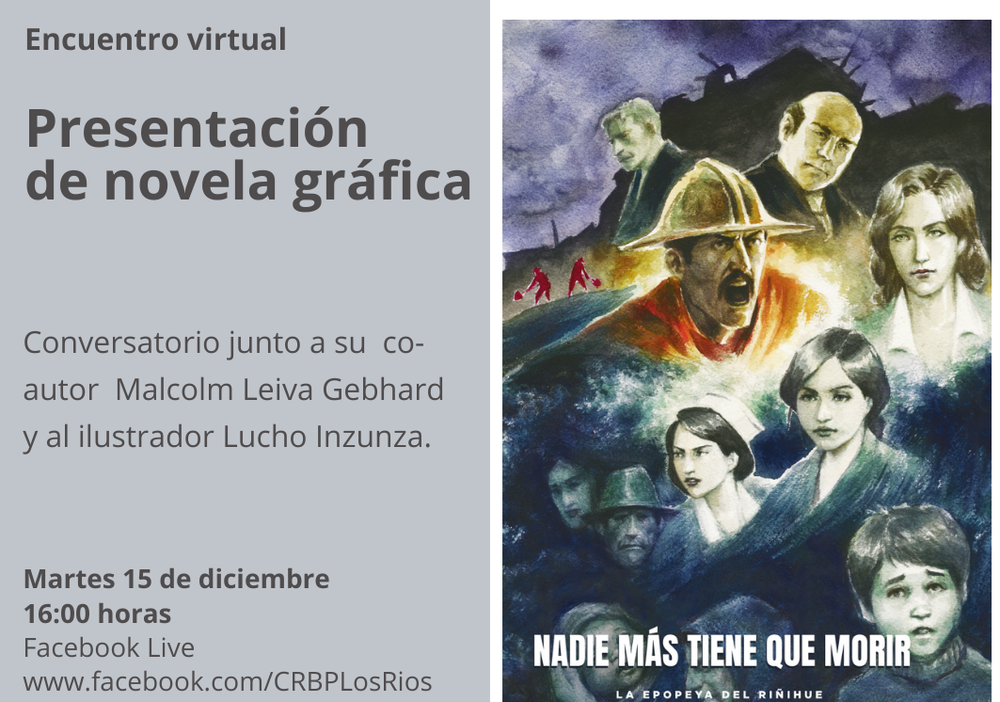 Afiche del evento "Lanzamiento novela gráfica Nadie más tiene que morir"