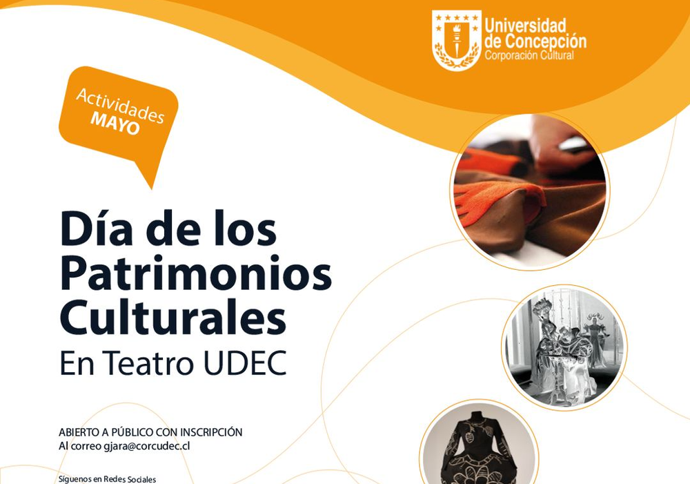 Afiche del evento "Día del Patrimonio en Teatro UdeC 25 y 26 de mayo"