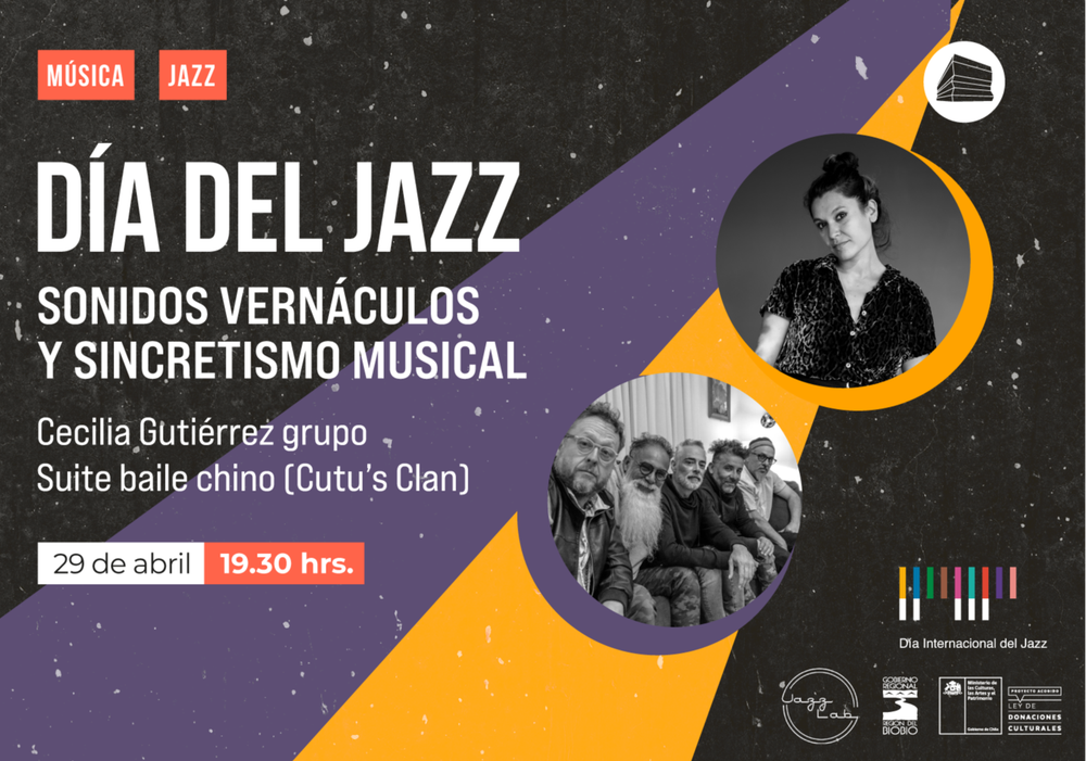 Afiche del evento "Día del Jazz: Sonidos Vernáculos y Sincretismo Musical"