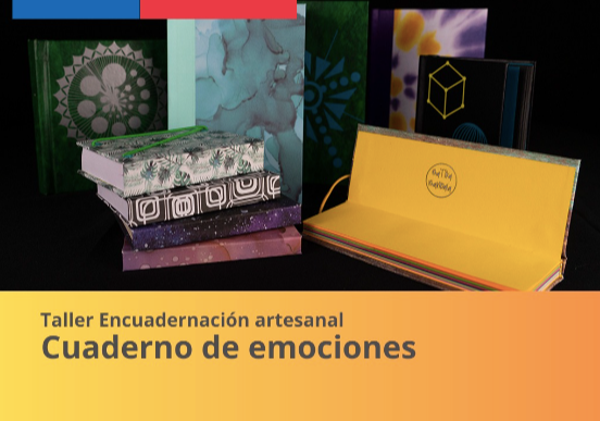 Afiche del evento "Taller encuadernación artesanal. Cuaderno de emociones"