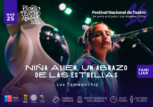 Afiche del evento "Festival Biobío Teatro Abierto: Niña Alien, un abrazo de las estrellas"