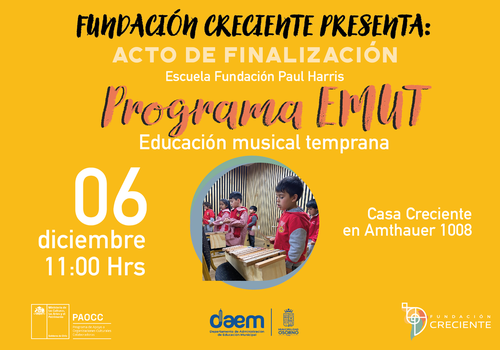 Afiche del evento "Acto Finalización Programa de Educación musical temprana"