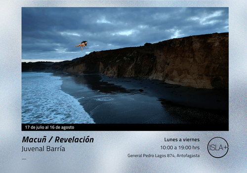 Afiche del evento "Proyección “Macuñ / Revelación” de Juvenal Barría en ciclo de videoarte 2024 - Bienal SACO"