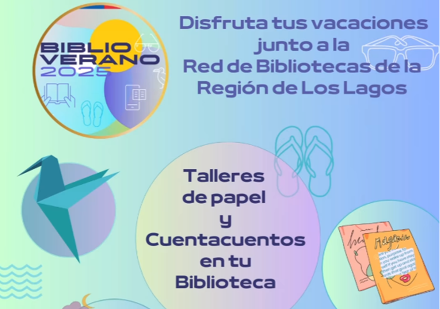 Afiche del evento "Cuentos  en  papel - Origami - Biblioverano"