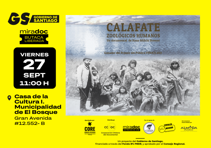 Afiche del evento "Documental "Calafate, zoológicos humanos" en El Bosque"