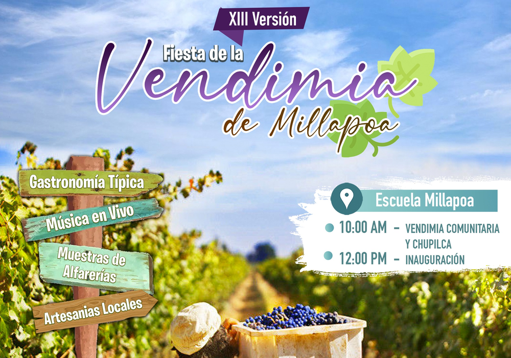 Afiche del evento "Fiesta de la Vendimia Millapoa"