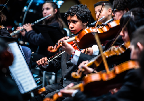 Afiche del evento "Concierto Orquesta Sinfónica Estudiantil Metropolitana (OSIM) en CCLM"