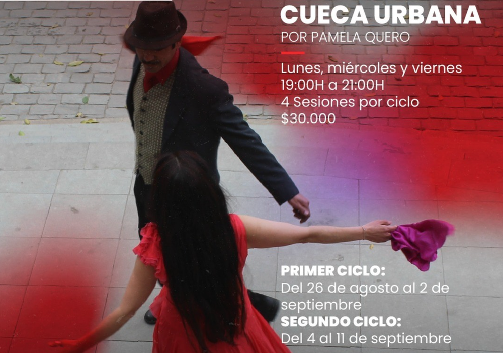 Afiche del evento "Taller de Cueca Urbana en CEINA"