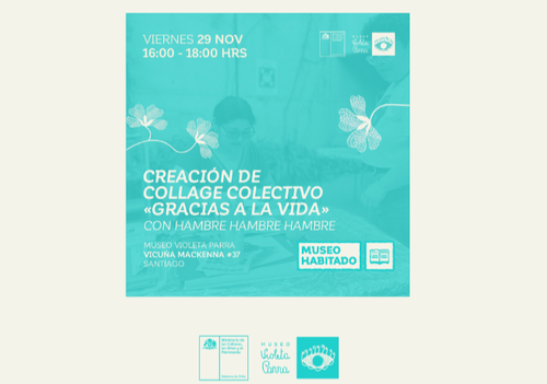 Afiche del evento "Creación de Collage Colectivo "Gracias a la Vida""