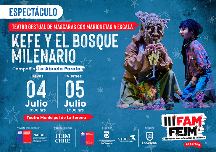 Afiche del evento "Kefe y el bosque milenario en III FAM FEIM"