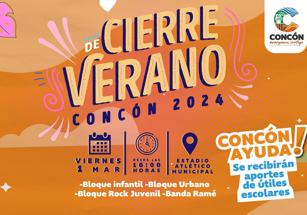 Afiche del evento "Cierre de Verano 2024 en Concón"