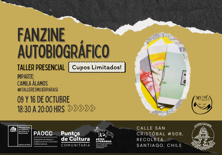 Afiche del evento "Taller Fanzine Autobiográfico"