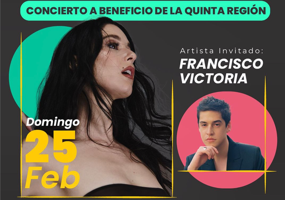 Afiche del evento "Francisca Valenzuela Acústico en Vivo a Beneficio de la V región"