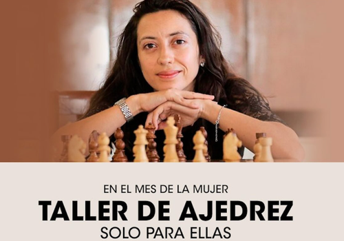 Afiche del evento "Taller de ajedrez “solo para ellas”"