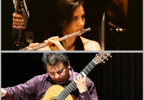 Afiche del evento "Guitarra y flauta: Alexis Vallejos y Paula Ordóñez presentan música chilena y argentina en la Usach"