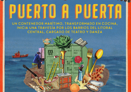 Afiche del evento "PUERTO A PUERTA: Teatro, cocina, danza y narración en el litoral central - El Quisco"