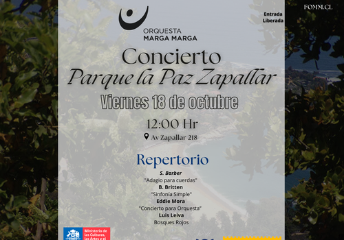 Afiche del evento "Orquesta Marga Marga en Parque de la Paz de Zapallar"