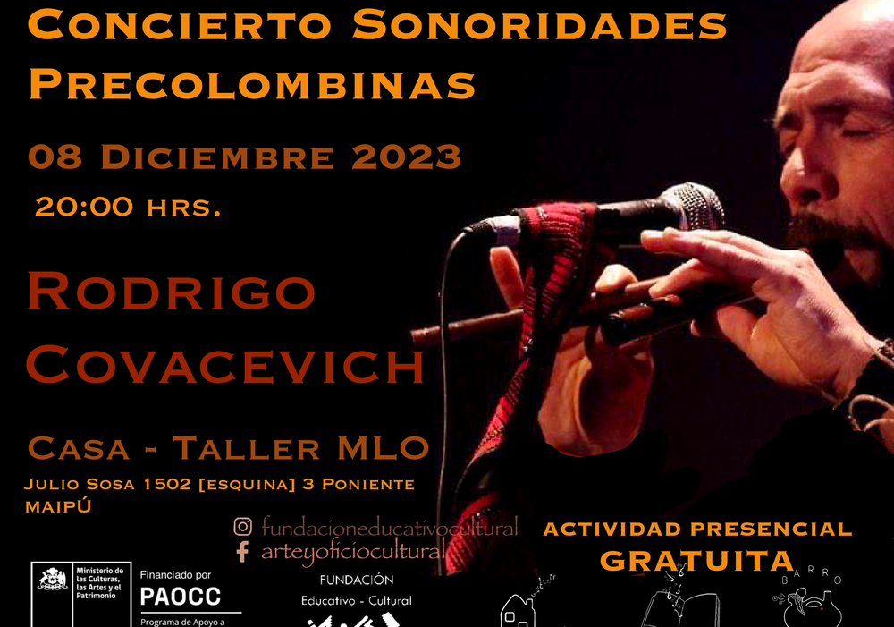 Afiche del evento "Concierto Sonoridades Precolombinas"