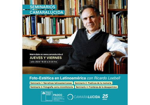 Afiche del evento "Foto-estética en Latinoamérica con Ricardo Loebell"